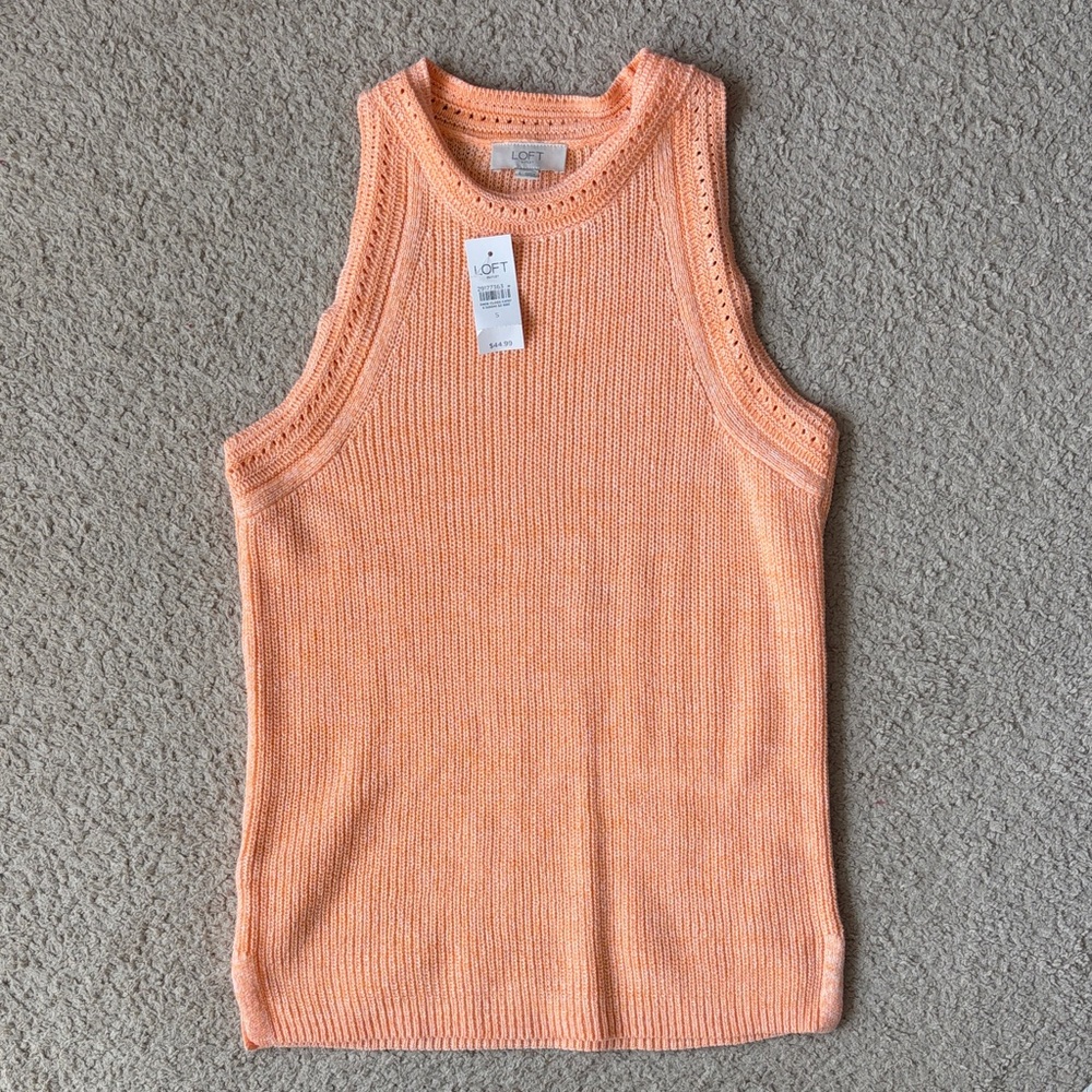 LOFT Orange Knit Sleeveless Top Size Small New With Tags